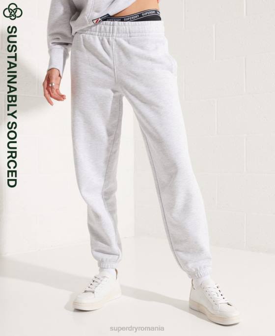 Superdry pantaloni de jogging esențiali din bumbac organic îmbrăcăminte gri deschis femei JX0Z6682
