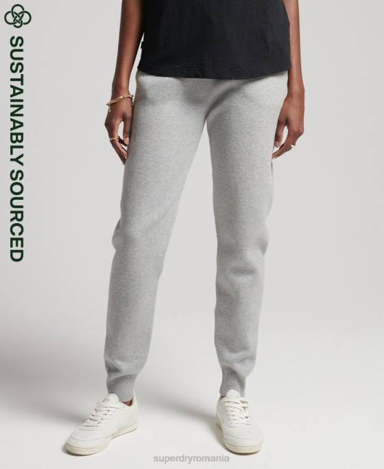 Superdry pantaloni de jogging esentiali din bumbac organic îmbrăcăminte gri deschis femei JX0Z6663