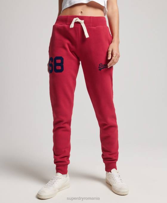 Superdry pantaloni de jogging pentru colegiu cu logo vintage îmbrăcăminte roșu femei JX0Z6574