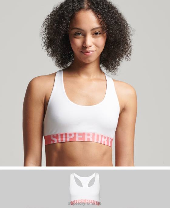Superdry bralette cu logo mare din bumbac organic îmbrăcăminte alb femei JX0Z4275