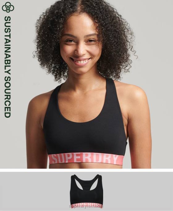 Superdry bralette cu logo mare din bumbac organic îmbrăcăminte negru femei JX0Z4219