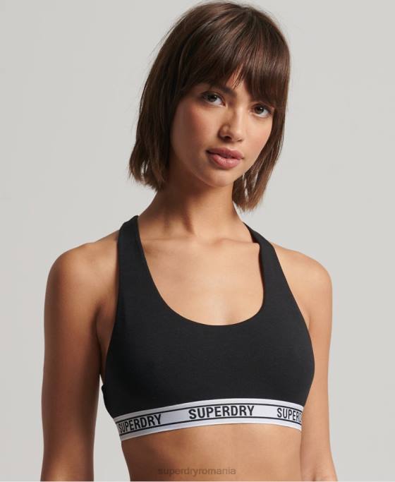 Superdry bralette decupate din bumbac organic îmbrăcăminte negru femei JX0Z4338