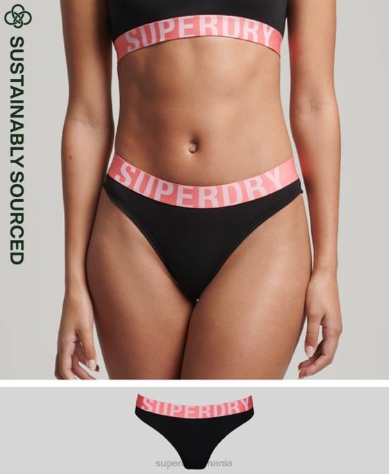 Superdry slip de bikini din bumbac organic cu logo mare îmbrăcăminte negru femei JX0Z4220
