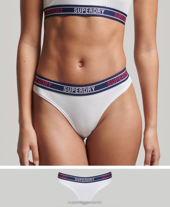 Superdry slip de bikini din bumbac organic cu mai multe sigle îmbrăcăminte alb femei JX0Z6627