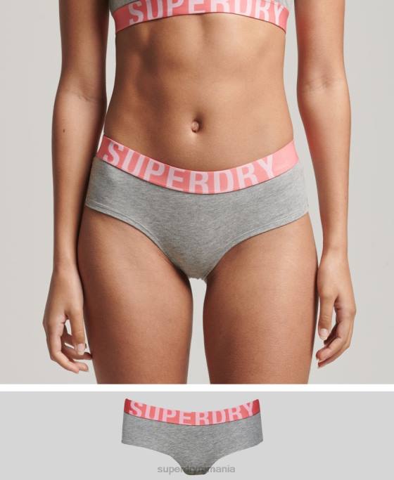 Superdry slip hipster cu logo mare din bumbac organic îmbrăcăminte gri deschis femei JX0Z6568
