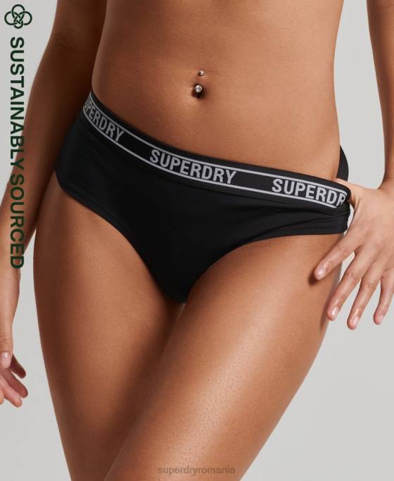 Superdry slip hipster din bumbac organic cu mai multe sigle îmbrăcăminte negru femei JX0Z6648