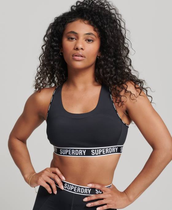 Superdry sutien elastic cu marca trena îmbrăcăminte negru femei JX0Z6325
