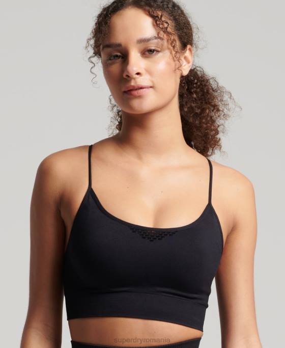 Superdry sutien sport de antrenament fără cusături îmbrăcăminte negru femei JX0Z4204