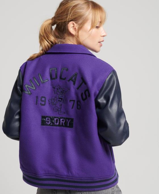 Superdry Bomber vintage mixt de varsity îmbrăcăminte Violet femei JX0Z5449