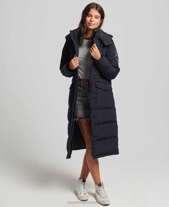 Superdry haină pufă cu paragate Everest îmbrăcăminte gri inchis femei JX0Z3588