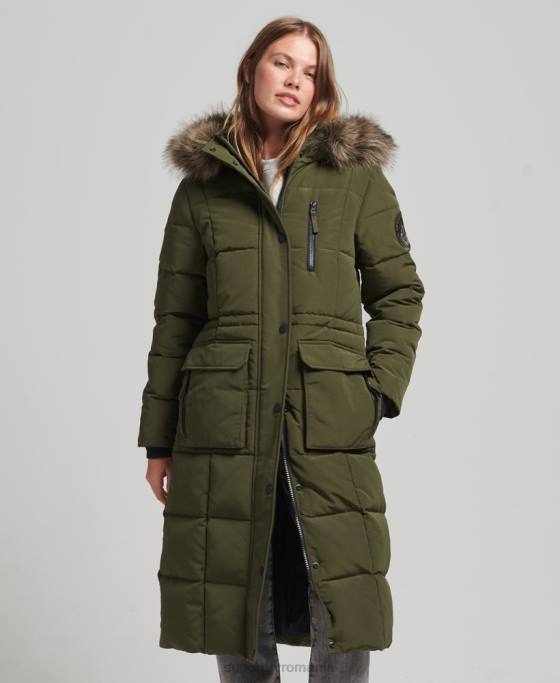 Superdry palton Everest de blană artificială cu paragate îmbrăcăminte verde femei JX0Z3681