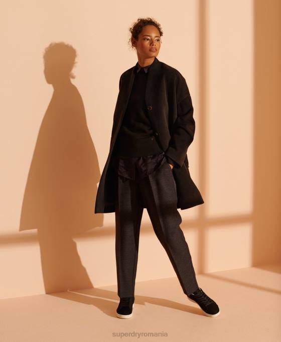 Superdry palton din lână cocon ediție limitată îmbrăcăminte negru femei JX0Z5682