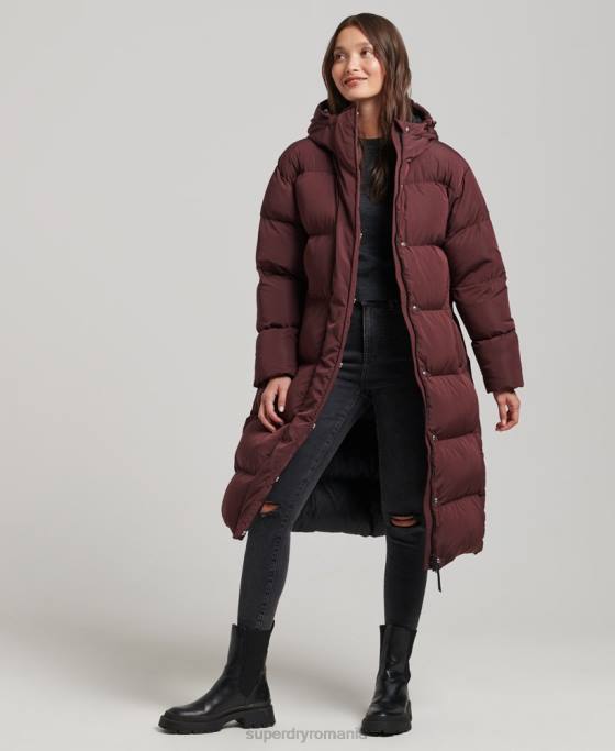 Superdry palton puff cu paragate cu glugă îmbrăcăminte roșu femei JX0Z3765