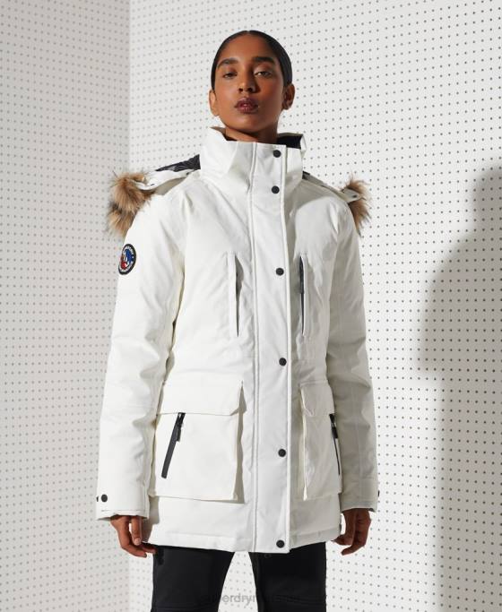 Superdry parka de zăpadă din puf everest îmbrăcăminte alb femei JX0Z5487