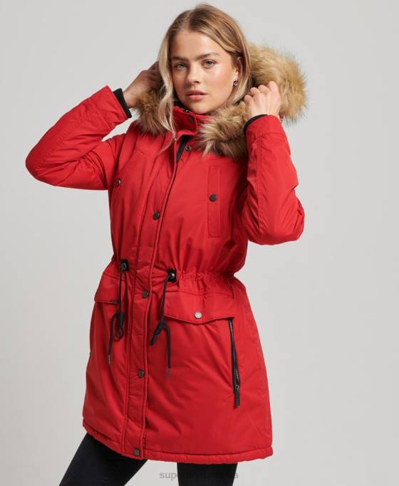 Superdry parka din microfibră nadare îmbrăcăminte roșu femei JX0Z5513