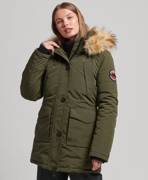 Superdry parka everest îmbrăcăminte verde femei JX0Z3781