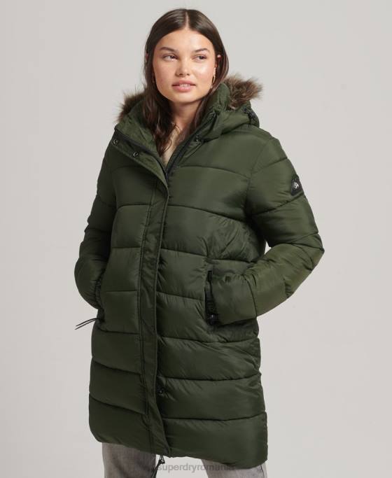 Superdry strat mijlociu cu glugă îmbrăcăminte verde femei JX0Z5633