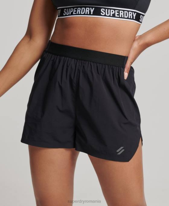 Superdry alerga pantaloni scurți shell îmbrăcăminte negru femei JX0Z6329