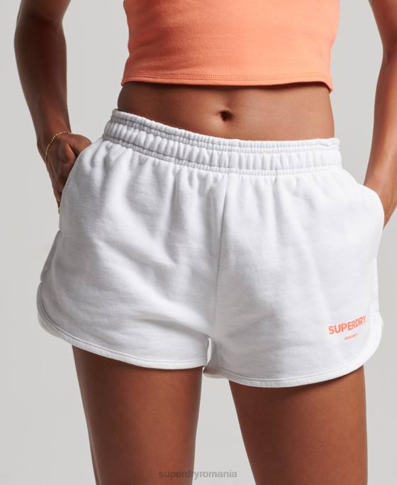 Superdry pantaloni scurți de transpirație sport de bază îmbrăcăminte alb femei JX0Z3141