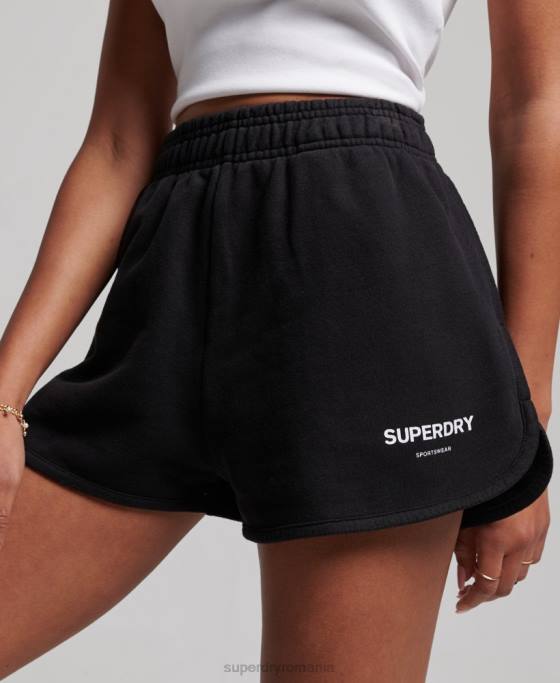 Superdry pantaloni scurți de transpirație sport de bază îmbrăcăminte negru femei JX0Z3149