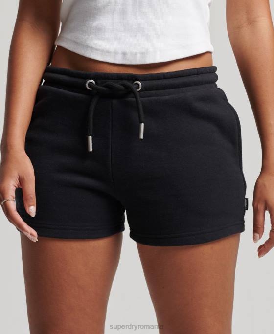 Superdry pantaloni scurți din jerseu brodat cu logo vintage îmbrăcăminte negru femei JX0Z3125