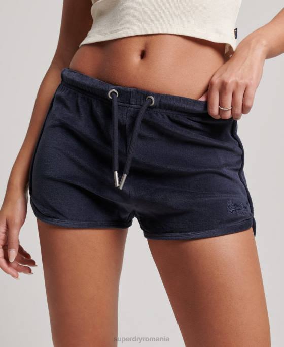 Superdry scurt de curse din velur cu logo vintage îmbrăcăminte marina femei JX0Z2140