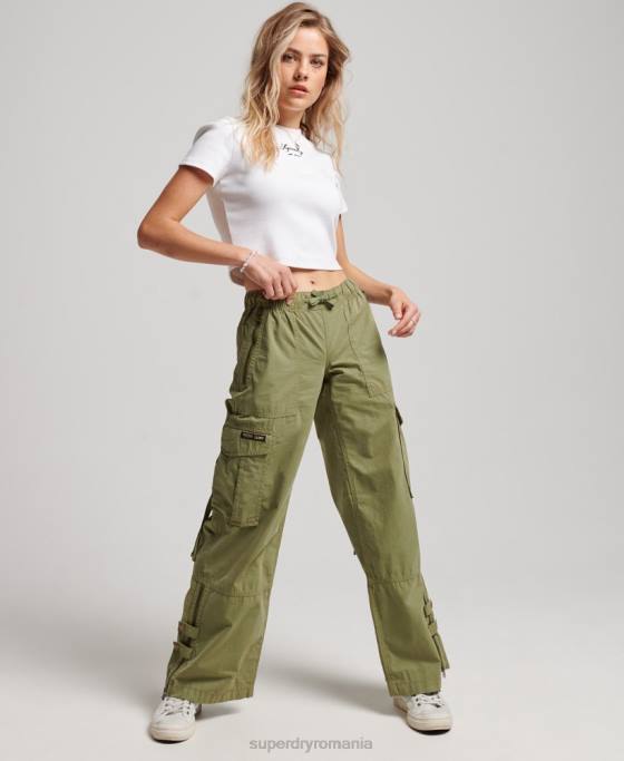 Superdry pantaloni cargo cu talie joasă îmbrăcăminte verde femei JX0Z2015