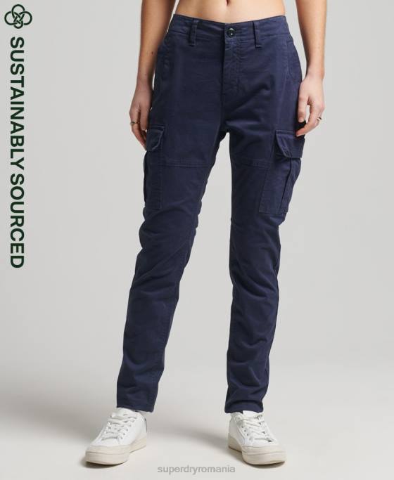 Superdry pantaloni cargo subțiri din bumbac organic îmbrăcăminte marina femei JX0Z6512