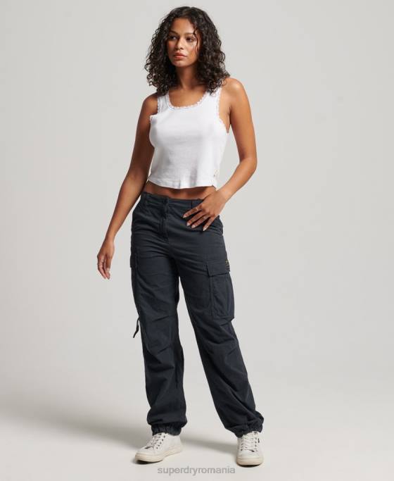 Superdry pantaloni cargo vintage cu talie joasă îmbrăcăminte marina femei JX0Z2273