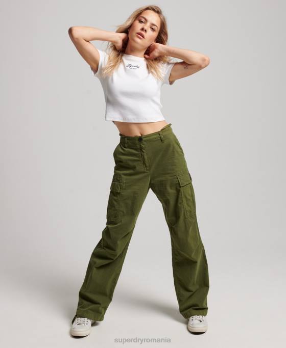 Superdry pantaloni cargo vintage cu talie joasă îmbrăcăminte verde femei JX0Z2038