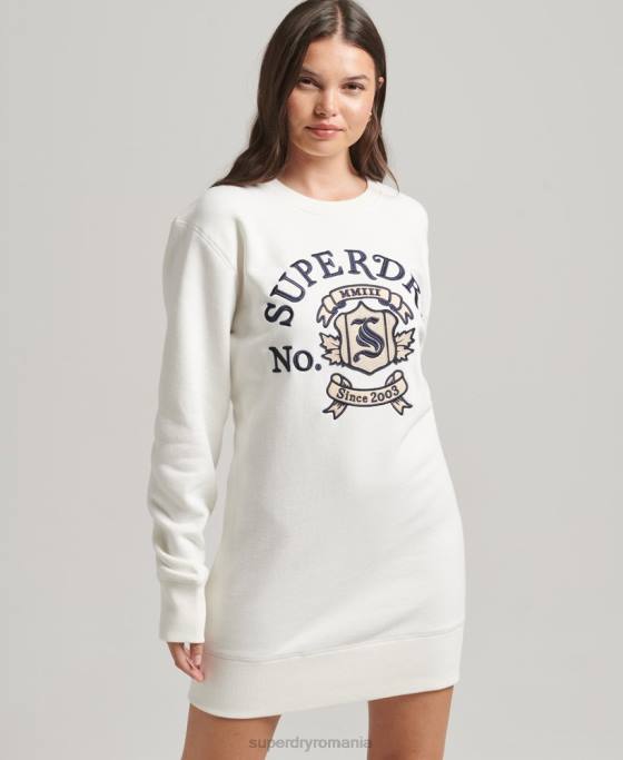 Superdry mândrie cu rochie artizanală cu decolteu îmbrăcăminte alb femei JX0Z2457