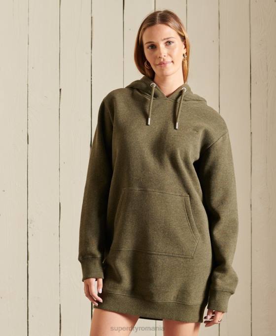 Superdry rochie cu hanoraș brodat cu logo vintage îmbrăcăminte kaki femei JX0Z2521