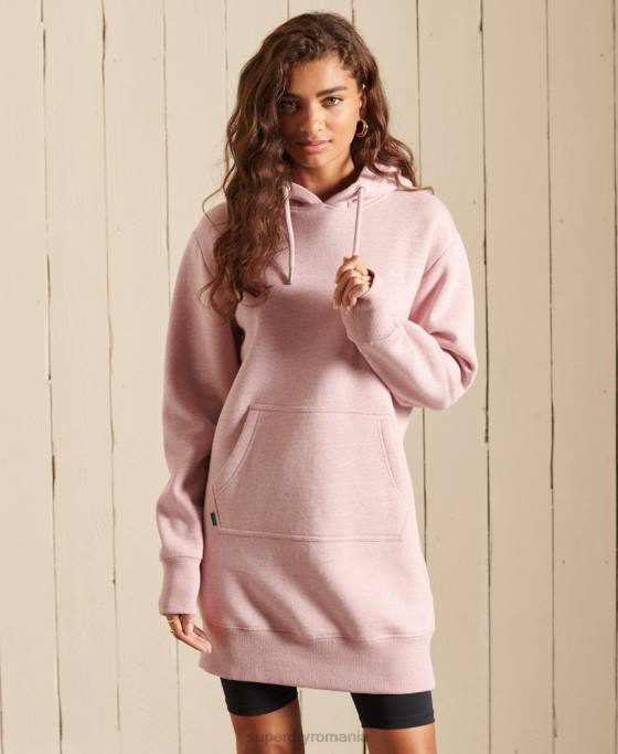 Superdry rochie cu hanoraș brodat cu logo vintage îmbrăcăminte roz femei JX0Z2541