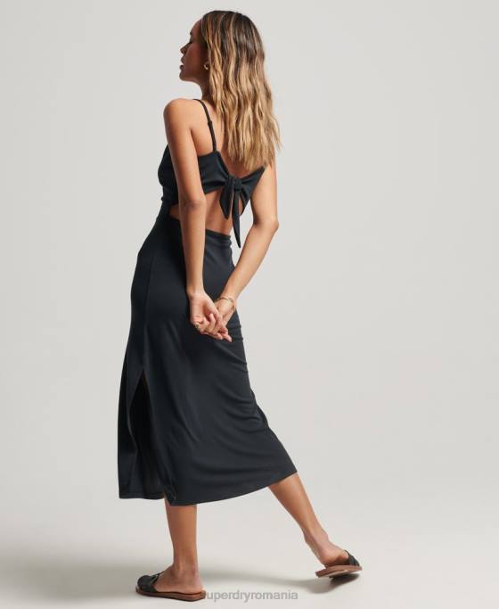 Superdry rochie din jerseu cu spatele deschis îmbrăcăminte negru femei JX0Z2358