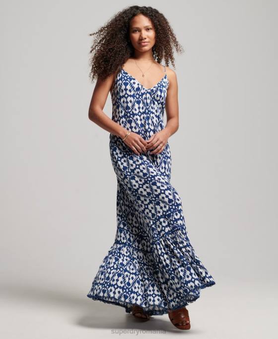 Superdry rochie lunga cami îmbrăcăminte albastru femei JX0Z2380