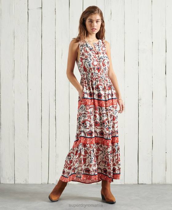 Superdry rochie maxi luci îmbrăcăminte alb femei JX0Z6783