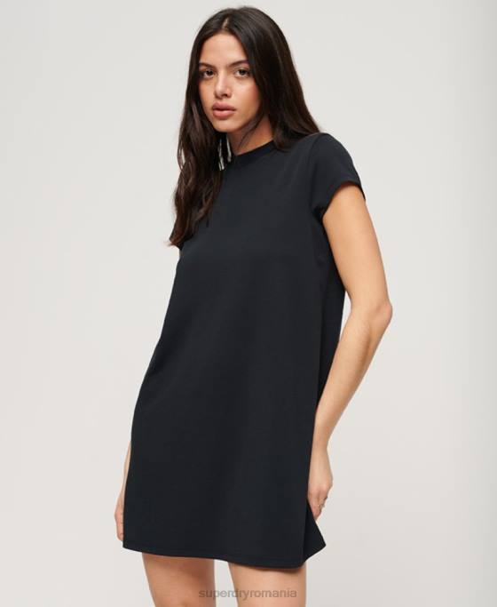 Superdry rochie mini cu mânecă scurtă îmbrăcăminte negru femei JX0Z1964