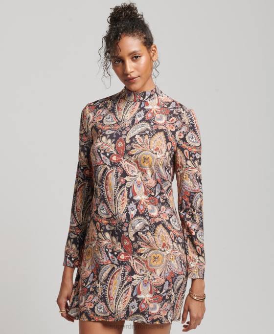 Superdry rochie mini cu maneca lunga imprimata îmbrăcăminte bronzat femei JX0Z2476