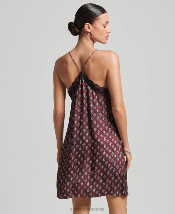 Superdry rochie mini-slip din satin cu finisaje din dantela îmbrăcăminte roșu femei JX0Z2524