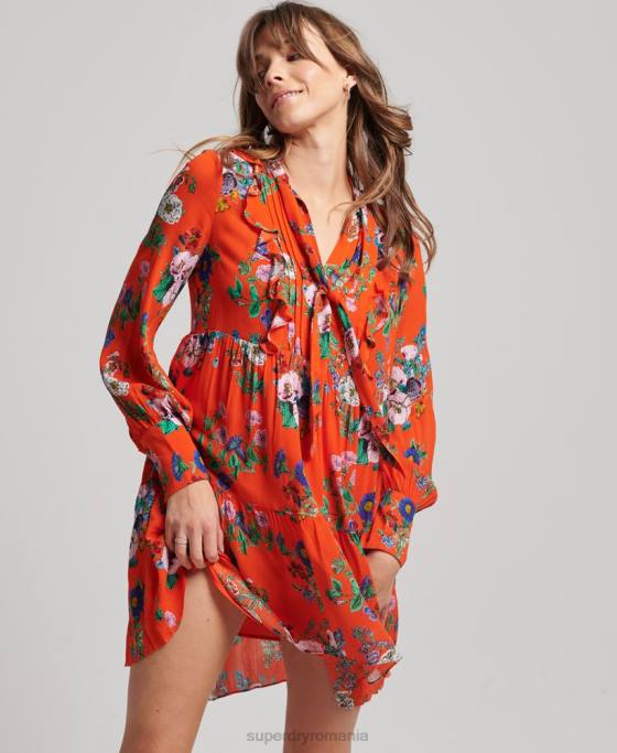 Superdry rochie mini studios off duty îmbrăcăminte roșu femei JX0Z2484