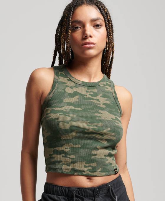 Superdry Top cu vestă cu decupări pentru curse de curse îmbrăcăminte verde femei JX0Z6716