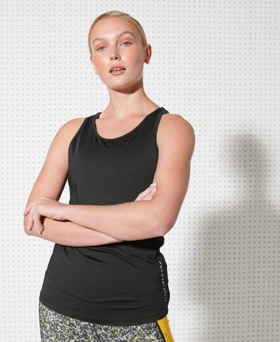 Superdry maiou de antrenament cu bretele îmbrăcăminte negru femei JX0Z3077