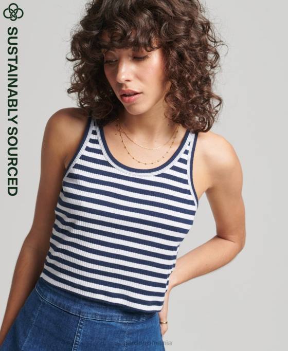 Superdry top cu vestă crop vintage din bumbac organic îmbrăcăminte marina femei JX0Z6700