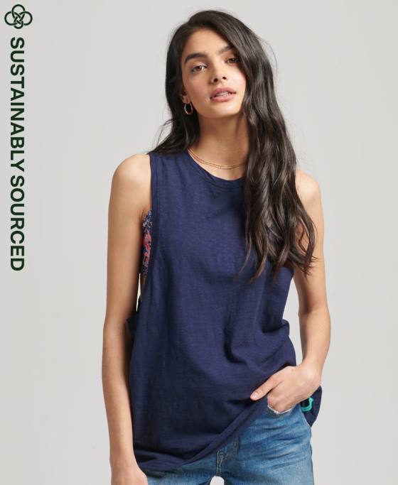 Superdry vestă ranchero de surf vintage din bumbac organic îmbrăcăminte marina femei JX0Z6768