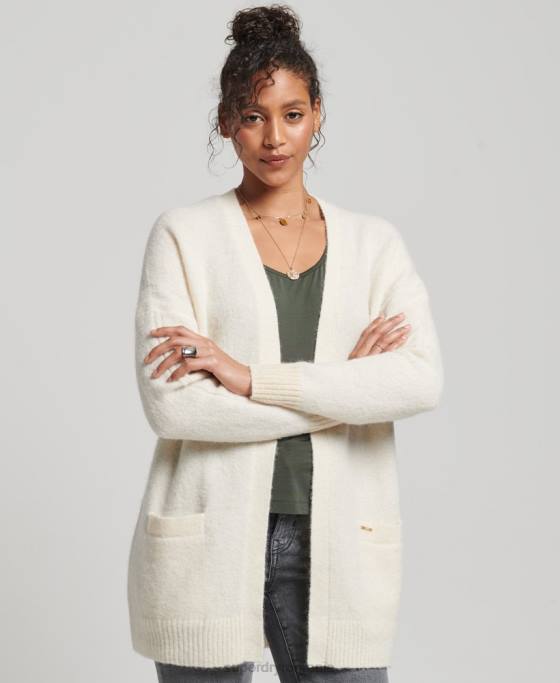 Superdry cardigan lung studios îmbrăcăminte alb femei JX0Z4008