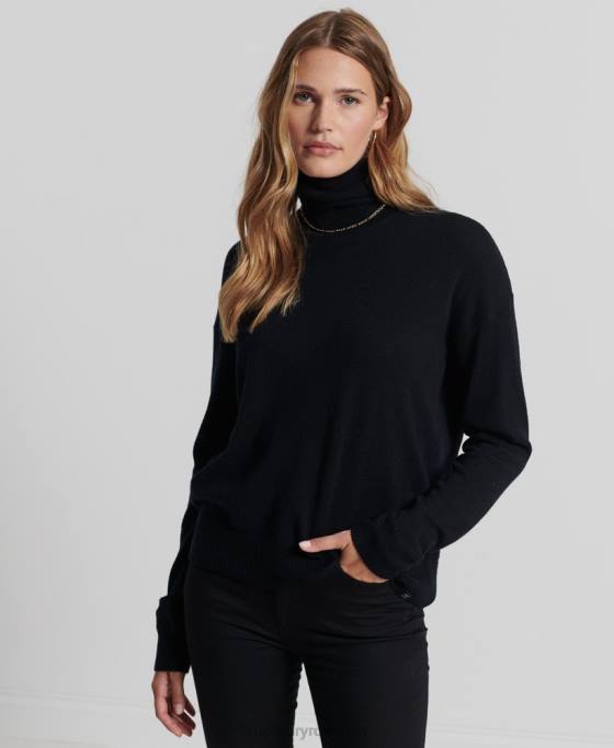 Superdry pulover din lana de miel cu gat rulat îmbrăcăminte negru femei JX0Z4029