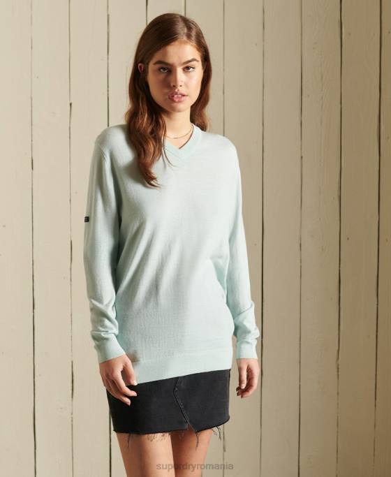 Superdry pulover studios loose fit din merinos îmbrăcăminte verde femei JX0Z4034