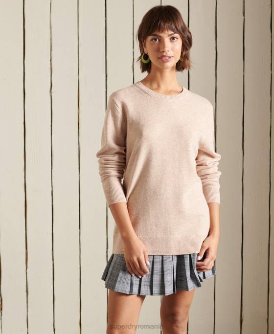 Superdry pulover supradimensionat pentru echipaj din lana de miel îmbrăcăminte argint femei JX0Z4037