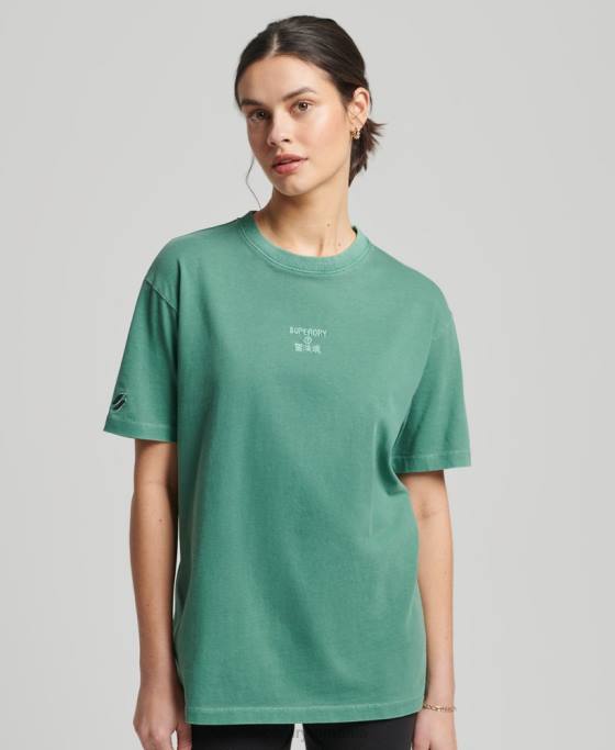 Superdry cod core logo garment dye tricou lejer îmbrăcăminte verde femei JX0Z6293