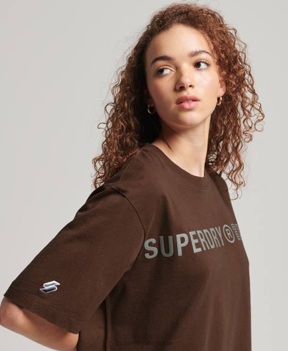 Superdry cod liniar tricou largi îmbrăcăminte maro femei JX0Z6564